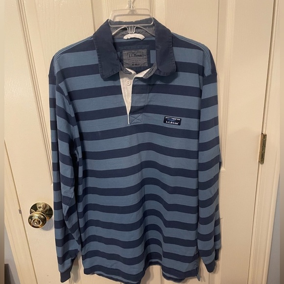 Ll Bean Traditional Fit Rugby Medium Blue - Picture 1 of 9